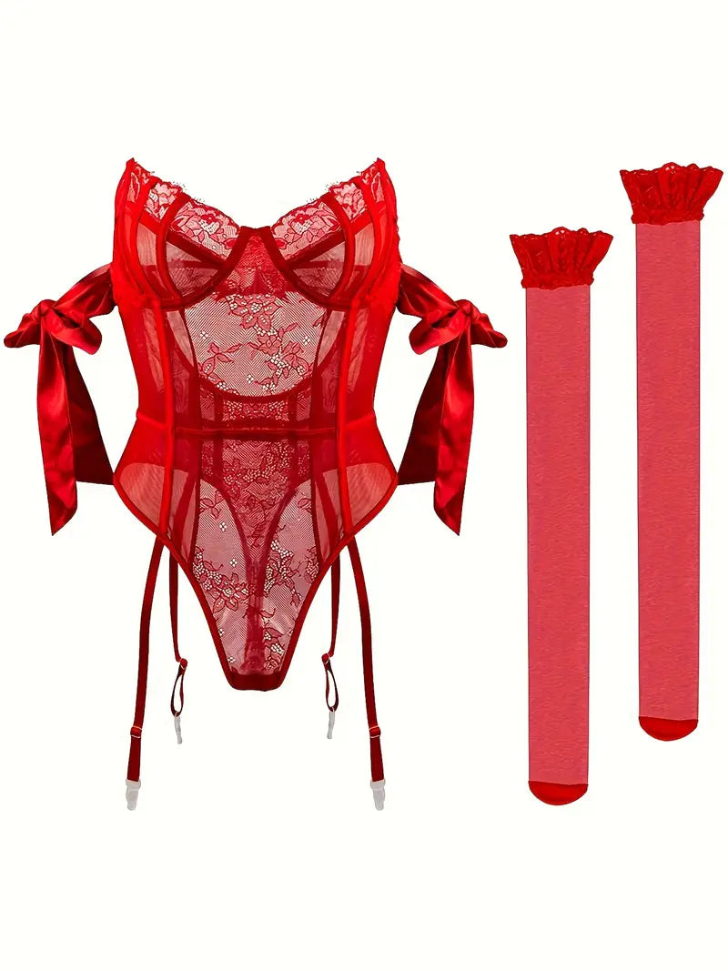 Bodycon medias de alta gama de encaje empalme ropa sexy + medias