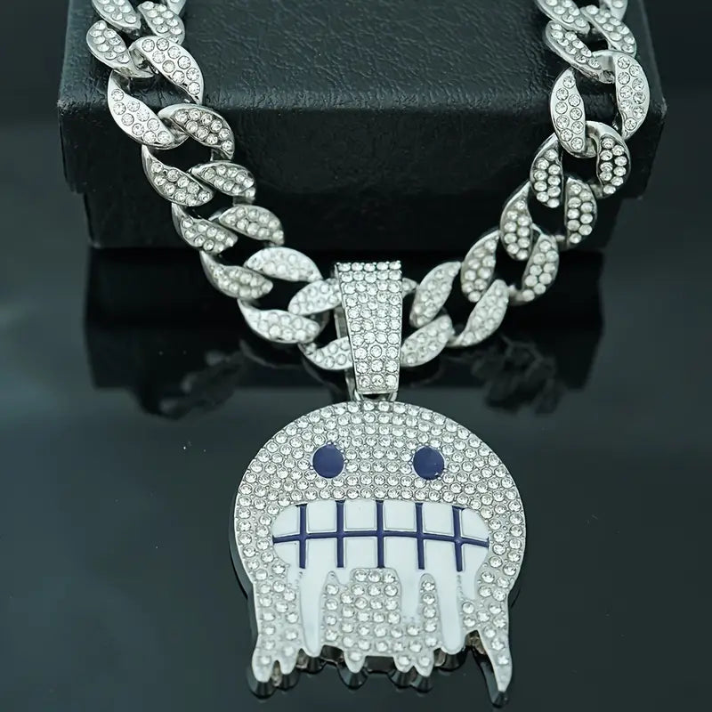 Colgante de Cara Sonriente de Estrás de Lujo