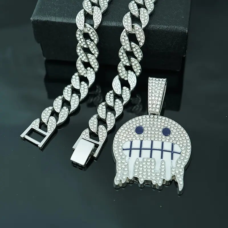 Colgante de Cara Sonriente de Estrás de Lujo