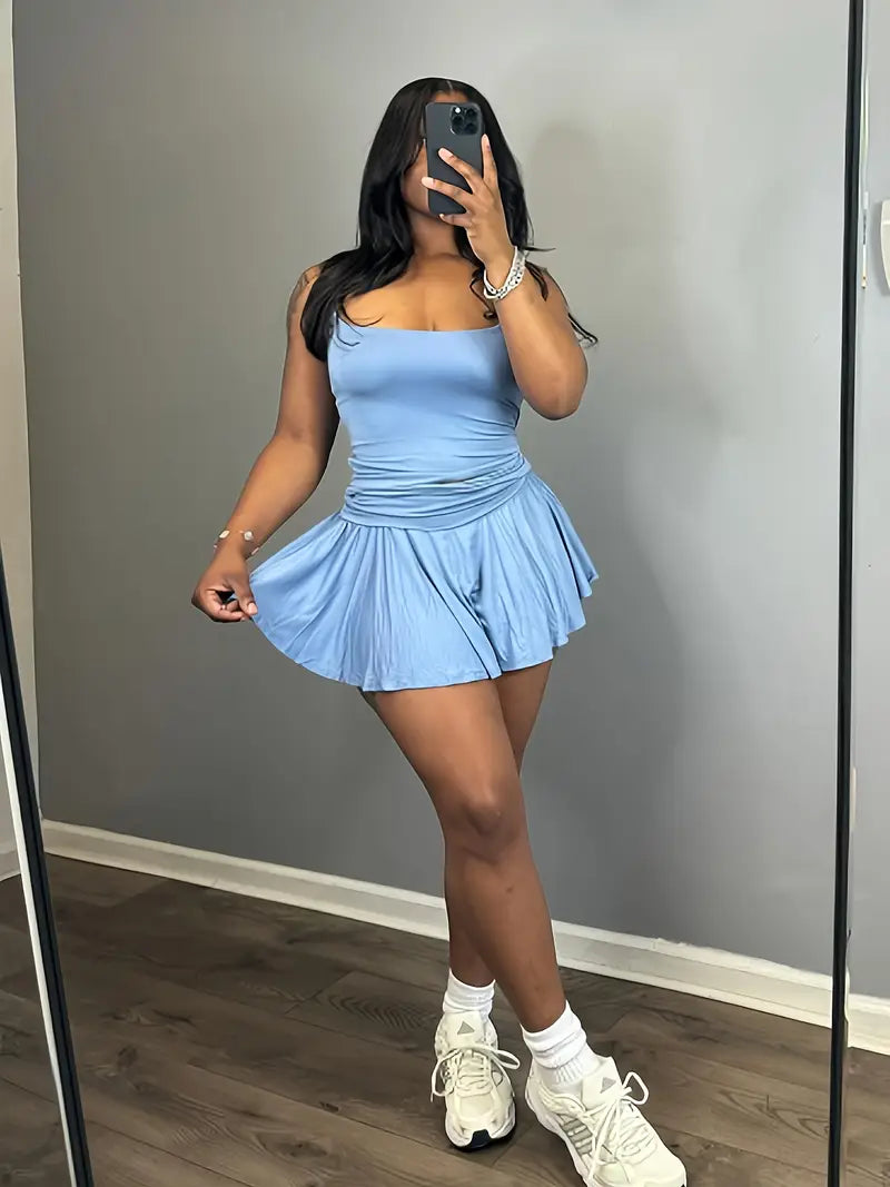 Conjunto de Top de Cintura Estilizado para Mujeres y Falda