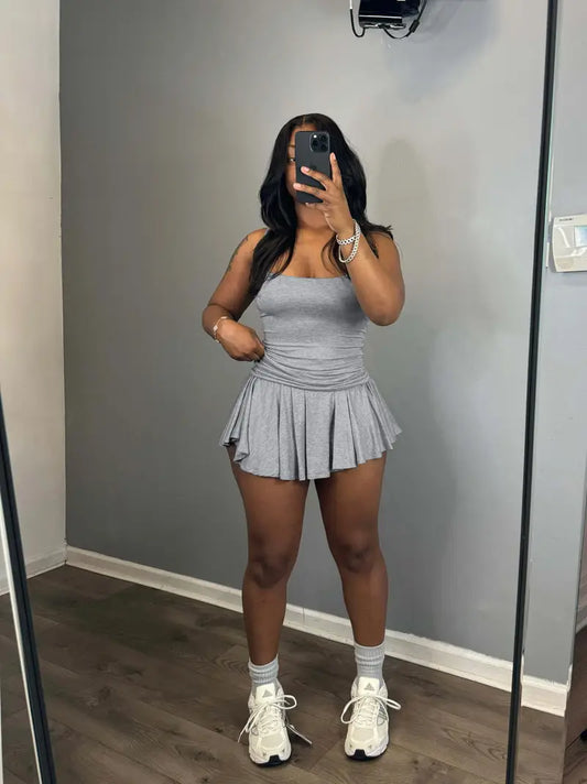 Conjunto de Top de Cintura Estilizado para Mujeres y Falda